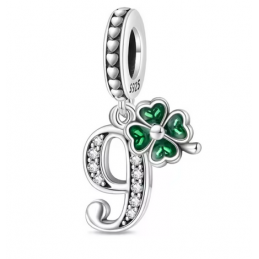 Charm age anniversaire 9 neuf trèfle strass argent pour bracelet