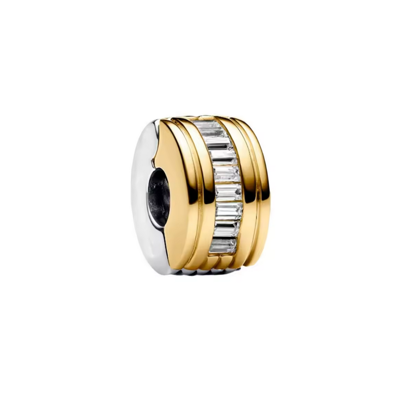 Charm séparateur clip rectangle strass blanc argent or pour bracelet Charm séparateur clip rectangle strass blanc argent or pour bracelet