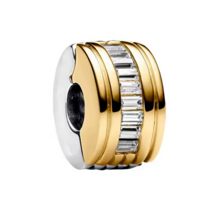 Charm séparateur clip rectangle strass blanc argent or pour bracelet