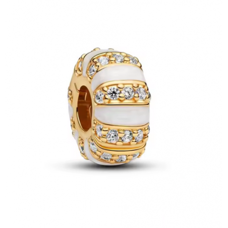 Charm séparateur clip blanc or strass blanc pour bracelet