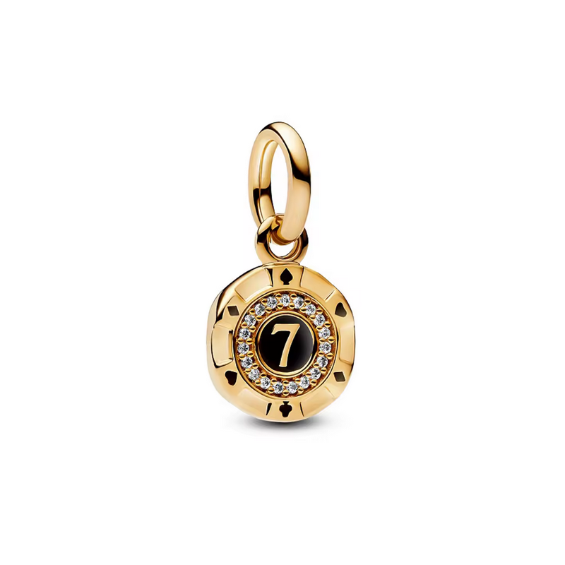 Charm Jeton poker jeu numéro 7 or pour bracelet