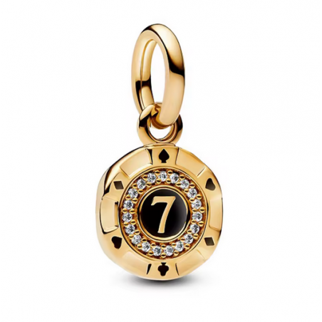Charm Jeton poker jeu numéro 7 or pour bracelet