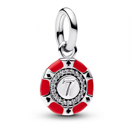 Charm Jeton poker jeu numéro 7 rouge argent pour bracelet