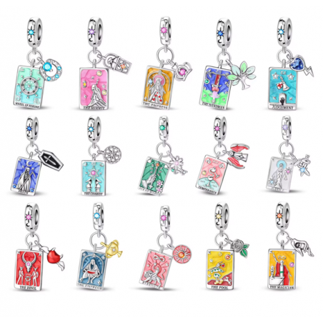 Charm carte tarot voyance collection 2 argent pour bracelet