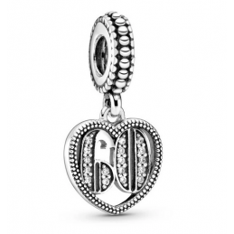 Charm coeur 60 ans argent pour bracelet