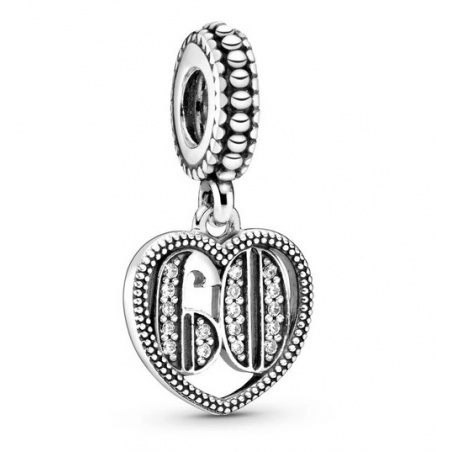 Charm coeur 60 ans argent pour bracelet