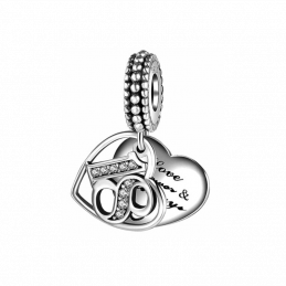 Charm anniversaire coeur 18 ans strass argent pour bracelet
