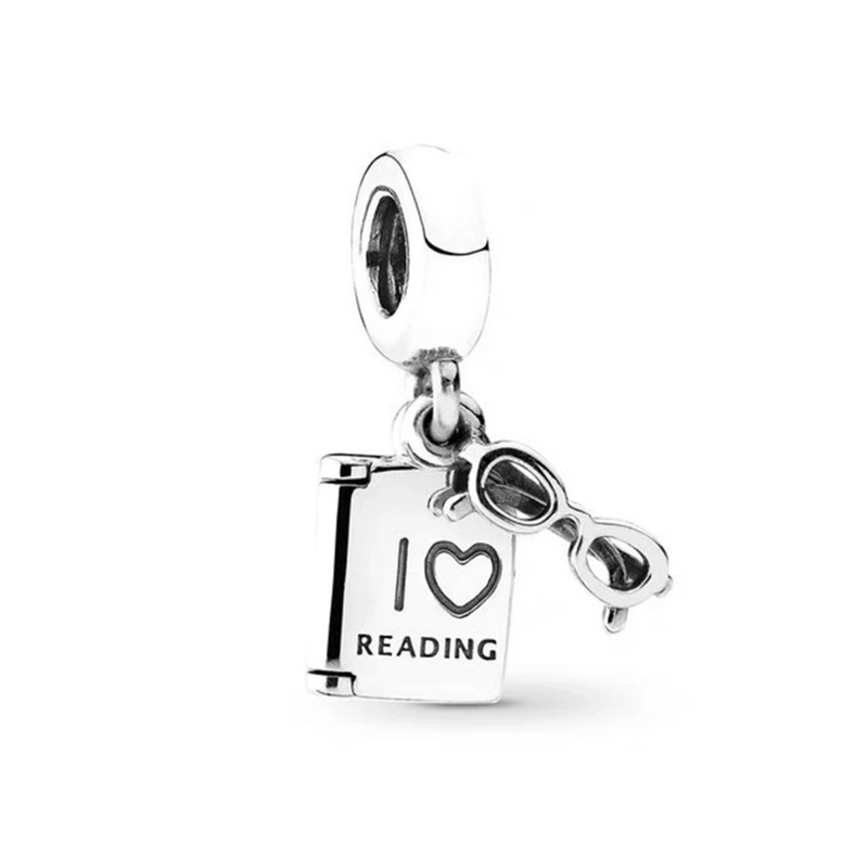 Charm livre romance été vacances lunette argent pour bracelet