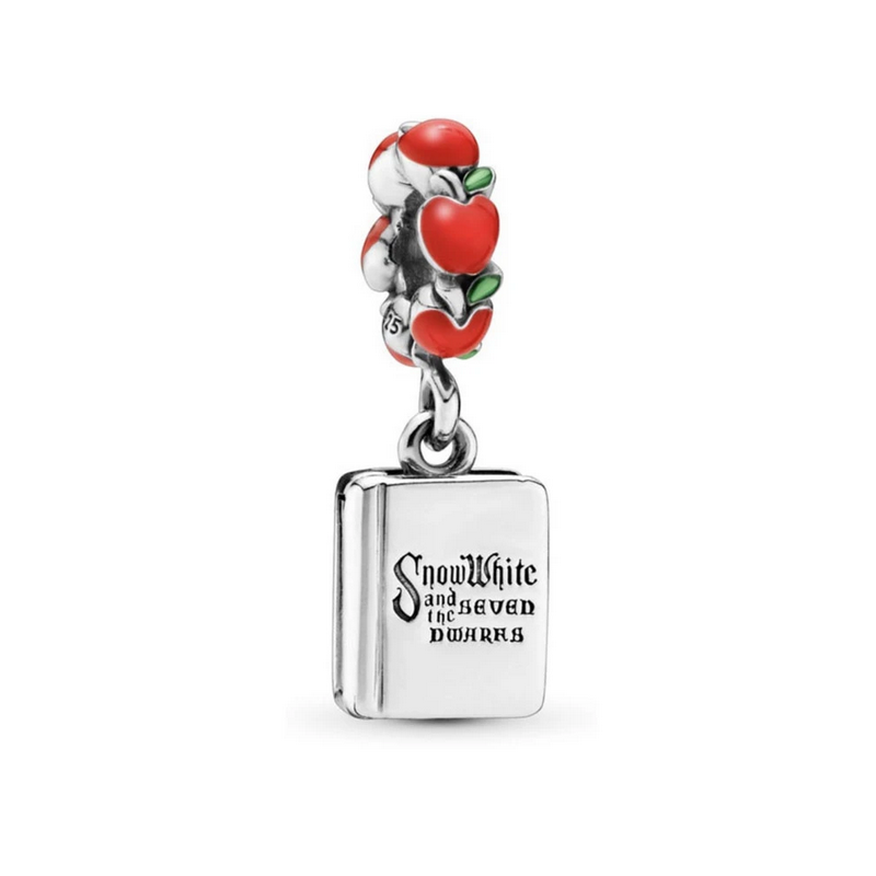 Charm livre blanche neige et les sept nains pomme argent pour bracelet