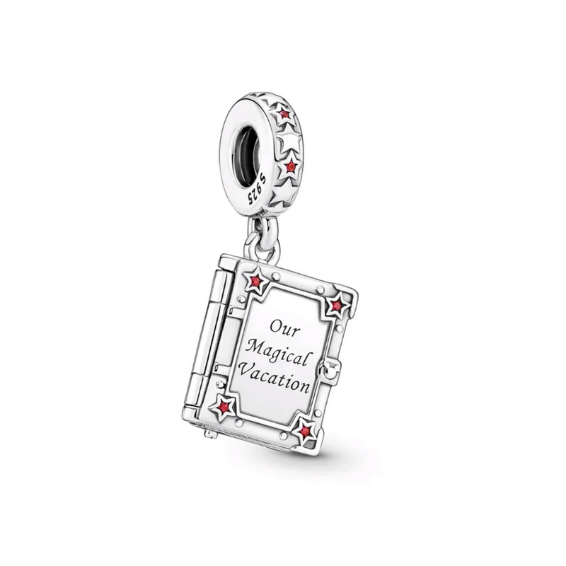 Charm livre photo souvenir vacances argent pour bracelet