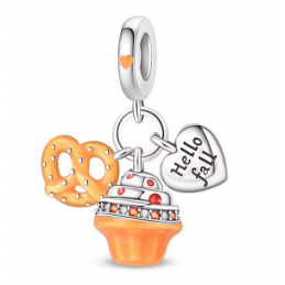 Charm bretzel gateau bienvenue automne argent pour bracelet