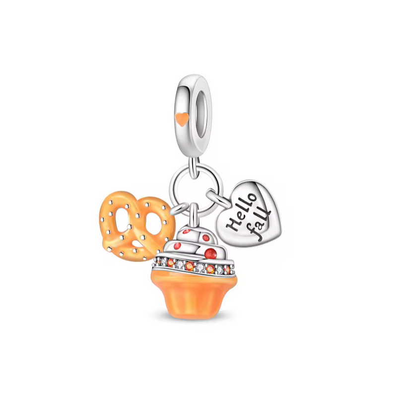Charm bretzel gateau bienvenue automne argent pour bracelet