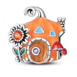 Charm maison citrouille tournesol automne argent pour bracelet
