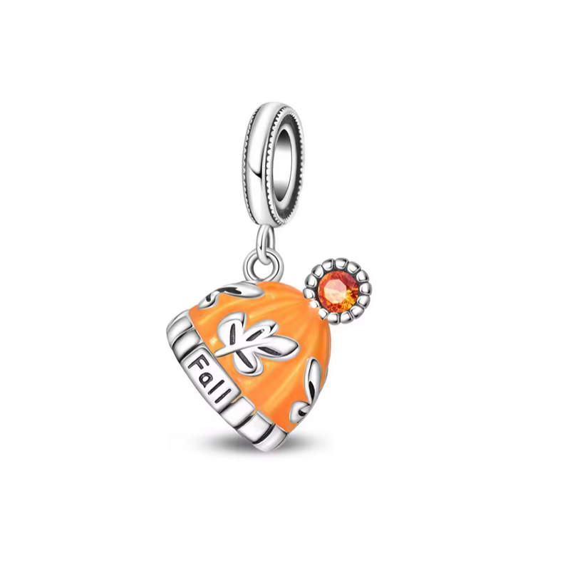 Charm bonnet feuille strass automne argent pour bracelet