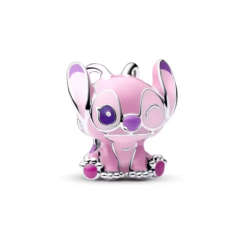 Charm angel lilo stitch rose argent pour bracelet disney