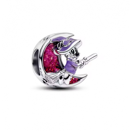 Charm mickey minnie lune rose balai argent pour bracelet disney