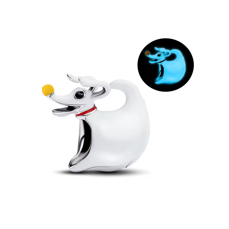 Charm jack zéro l'étrange noël chien phosphorescent argent pour bracelet disney