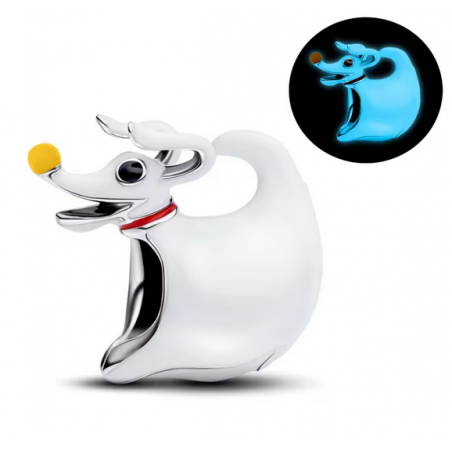 Charm jack zéro l'étrange noël chien phosphorescent argent pour bracelet disney