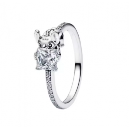 Bague stitch rattrape strass blanc pierre argent