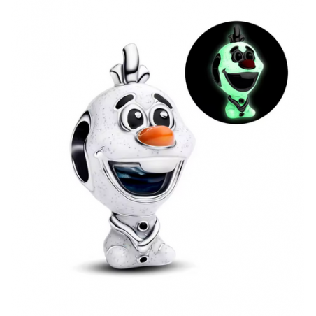 Charm olaf reine des neiges phosphorescent argent pour bracelet disney