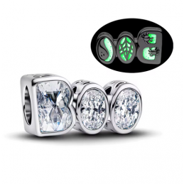 Charm Boo halloween araignée strass blanc phosphorescent argent pour bracelet