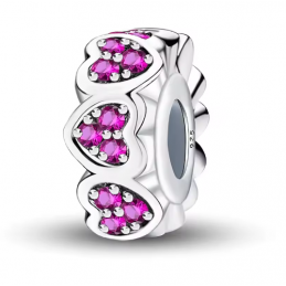 Charm séparateur bloqueur grand coeur strass rose pour bracelet