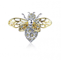 Charm abeille aile dorée argent pour bracelet