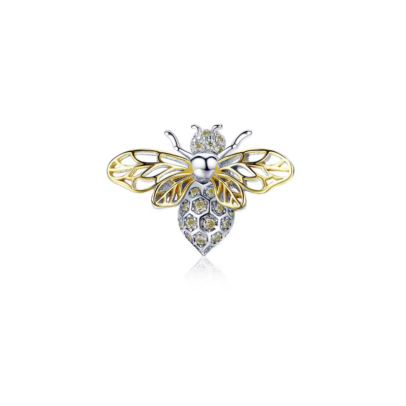 Charm abeille aile dorée argent pour bracelet