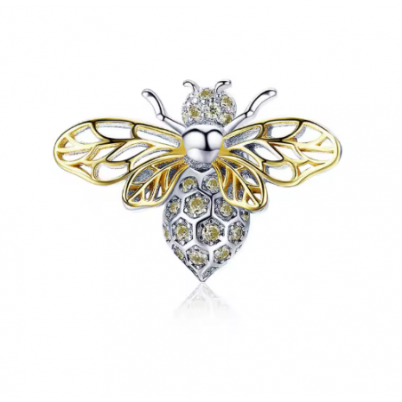 Charm abeille aile dorée argent pour bracelet