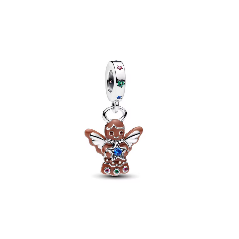 Charm ange pain d'épice étoile bleu argent pour bracelet