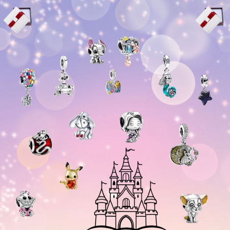Calendrier de l'avent charm disney dessin animé princesse argent pour bracelet