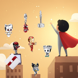 Calendrier de l'avent charm marvel super héros argent pour bracelet