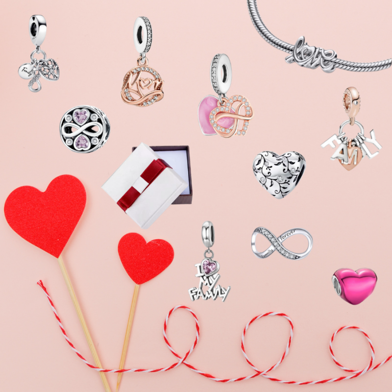 Calendrier de l'avent charm famille coeur amour argent pour bracelet