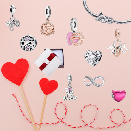 Calendrier de l'avent charm famille coeur amour argent pour bracelet