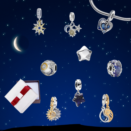 Calendrier de l'avent charm étoile lune soleil ciel espace argent pour bracelet
