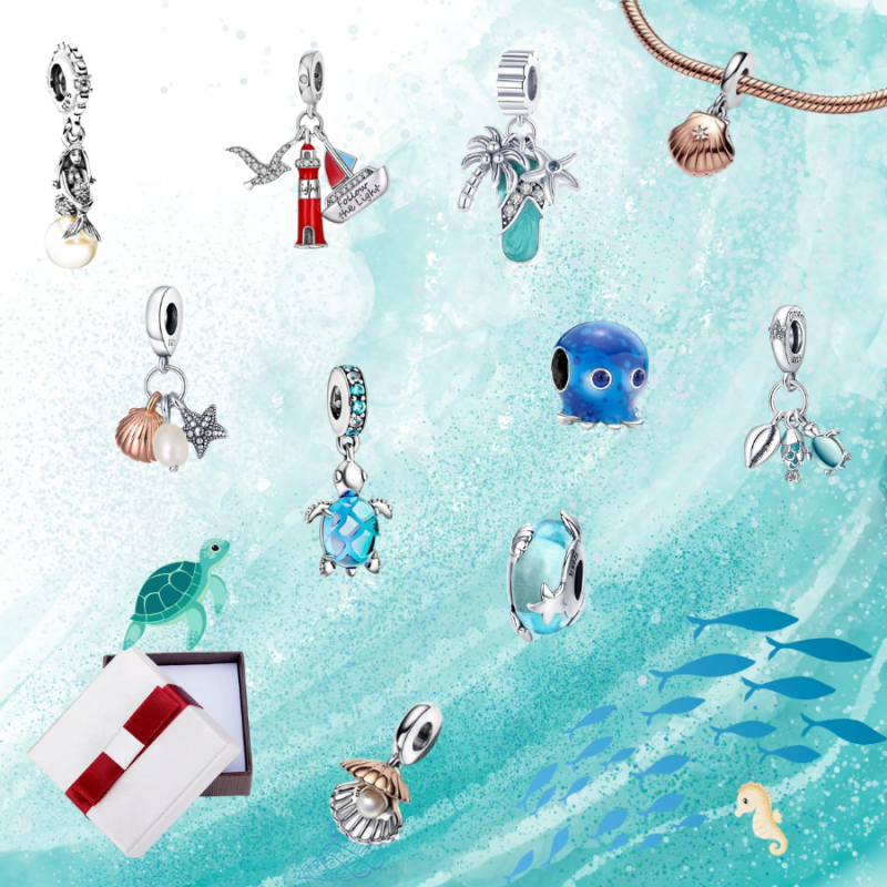 Calendrier de l'avent charm mer vacances voyage argent pour bracelet