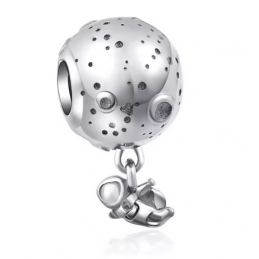 Charm argent astronaute vol suspendu planète pour bracelet