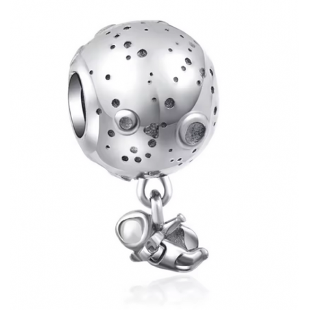 Charm argent astronaute vol suspendu planète pour bracelet