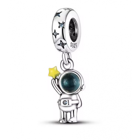 Charm astronaute étoile dans la main argent pour bracelet