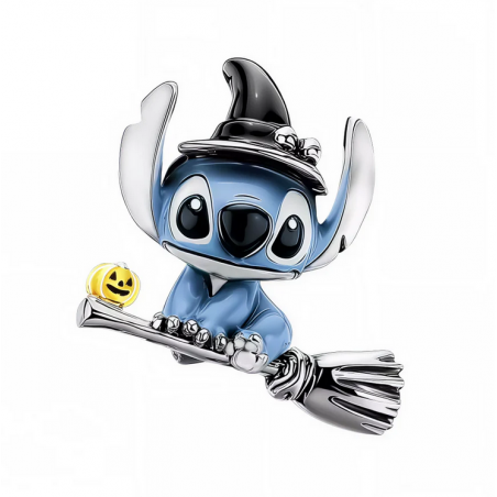 Charm Stitch sur un balai citrouille halloween argent pour bracelet