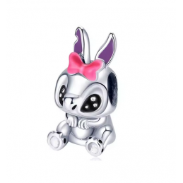 Charm Stitch assis noeud rose argent pour bracelet