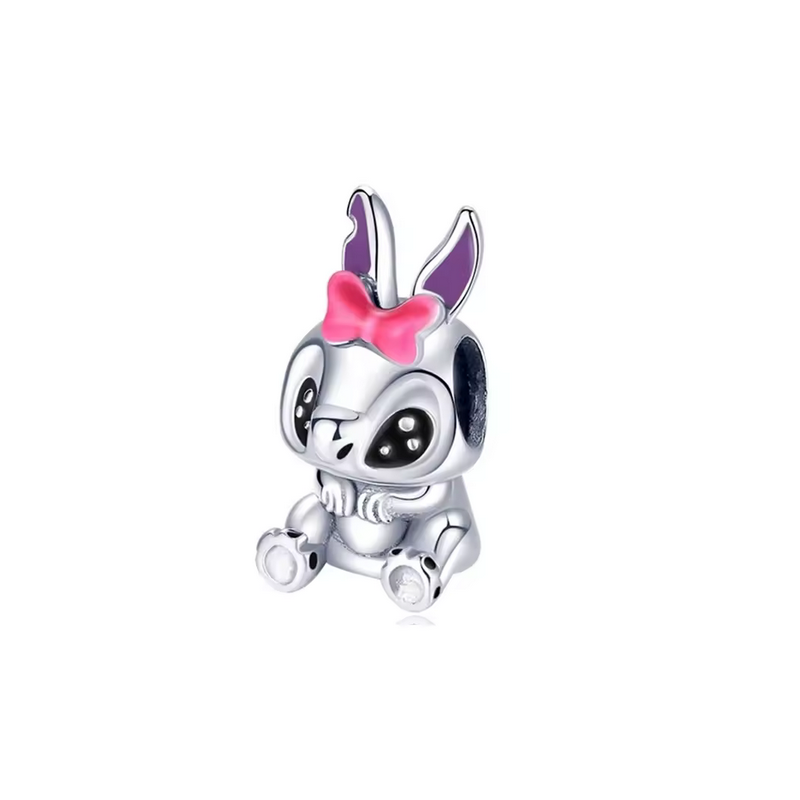 Charm Stitch assis noeud rose argent pour bracelet