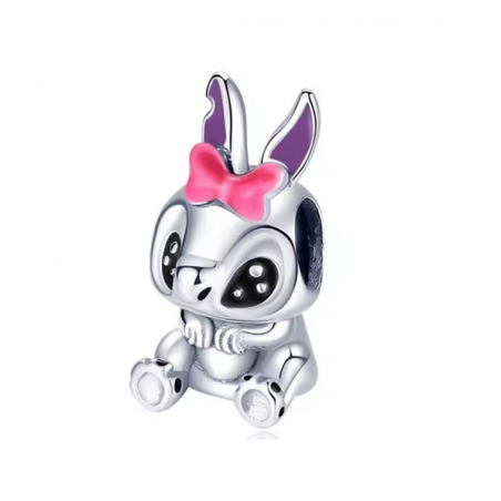 Charm Stitch assis noeud rose argent pour bracelet
