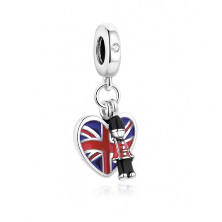 Charm Coeur drapeau anglais garde royal Londres argent pour bracelet