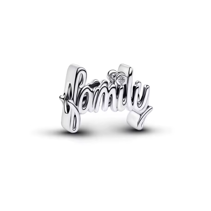 Charm lettre family amour famille strass argent pour bracelet