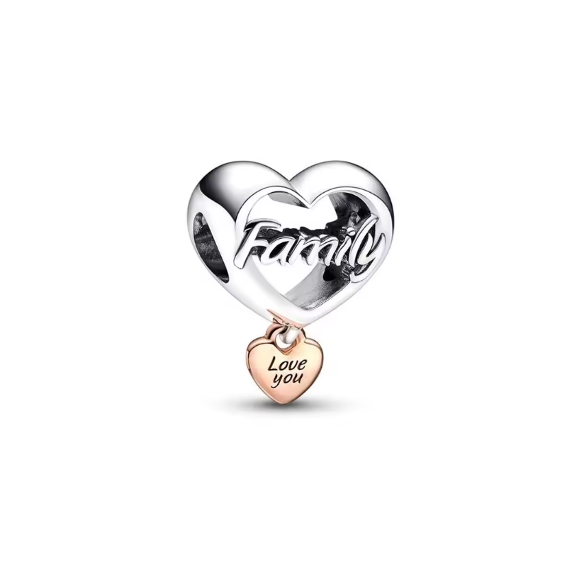Charm Family coeur love you famille argent pour bracelet