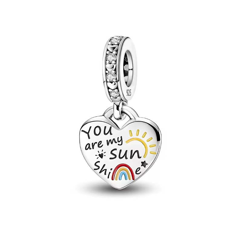 Charm pendentif coeur soleil argent pour bracelet