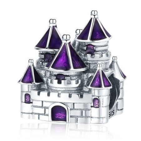 Charm chateau princesse violet argent pour bracelet