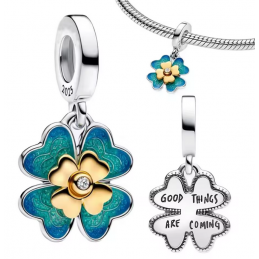 Charm trefle chance avenir vert argent or pour bracelet