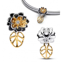 Charm fleur Hibiscus noir argent or pour bracelet